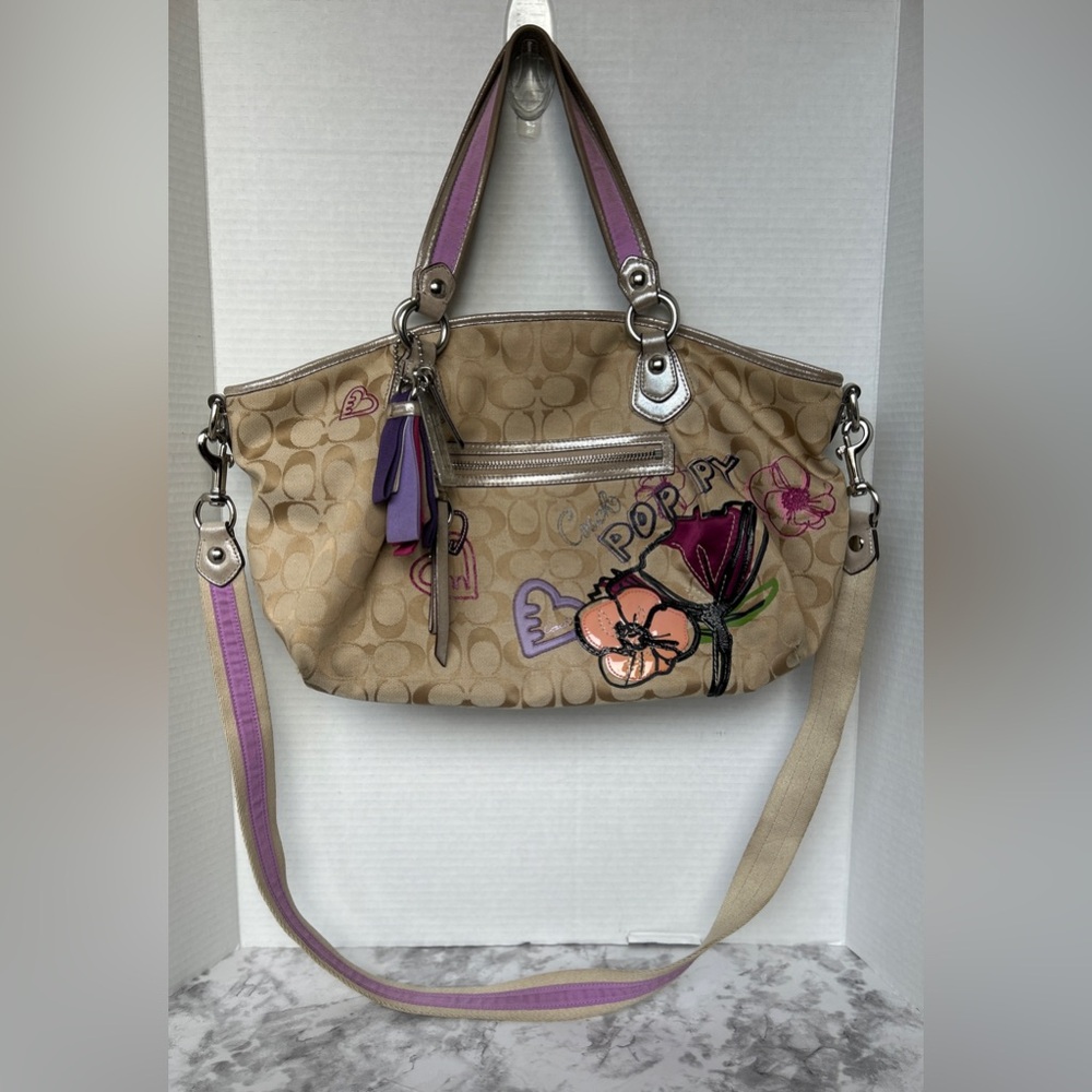Coach Poppy Petal Signature Highlight Rocker Shoulder Bag